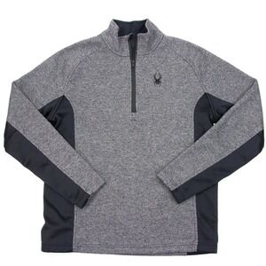 Spyder Mens L Gray‎ Outbound 1/4 Zip Pullover Fleece Lined Sweater